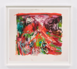 Monotype with oil stick hand additions on En Tout Cas paper